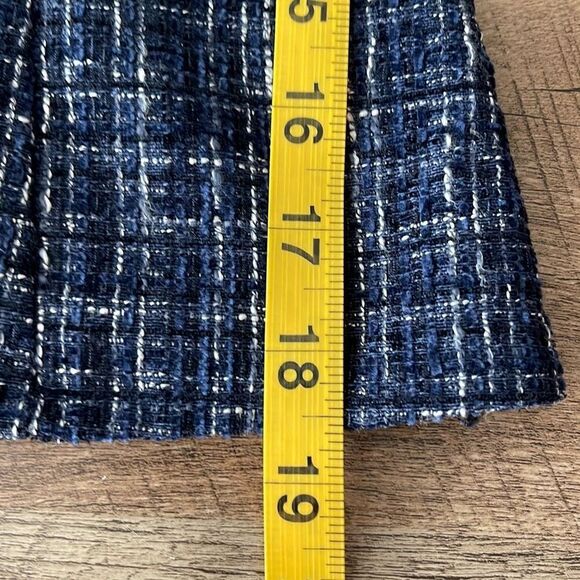 Zara Womens Tweed Off The Shoulder Square Neck Long Sleeve Top Blue Small NWT - Picture 10 of 10